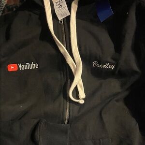 Black zip up Hoodie with YouTube Logo & embroidered name Bradley M